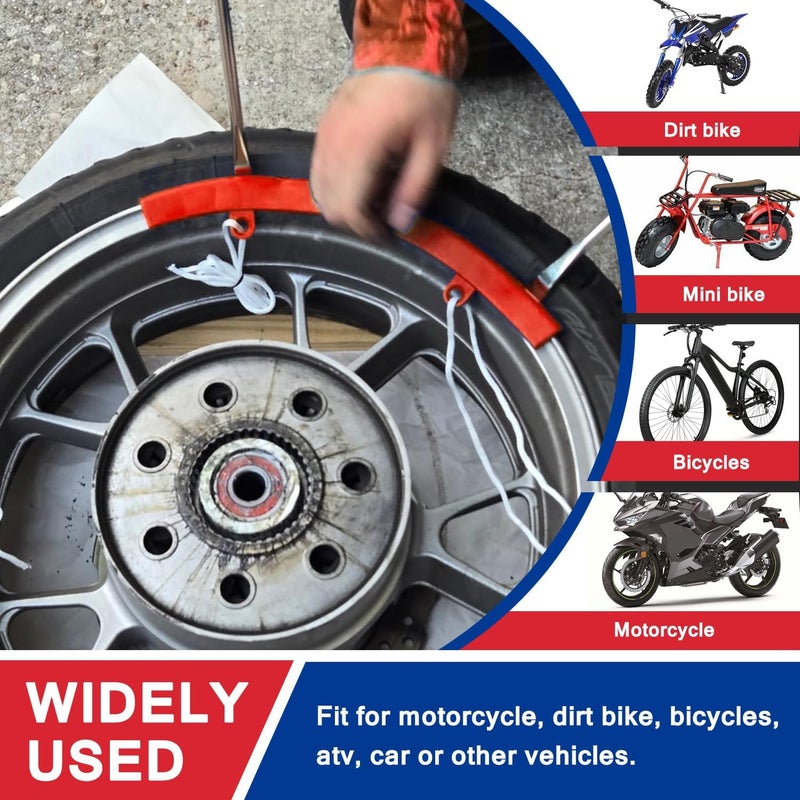 HOOUP 14.6” Dirt Bike Steel Tire Spoons Tool Set for Lawnmower Motorcycle Bicycle ATV Mini Bike Garden Tractor Tires 26pcs Tire Changer Tool with Tire Spoons Rim Protector Valve Stems Cap Cores Red - Image 2